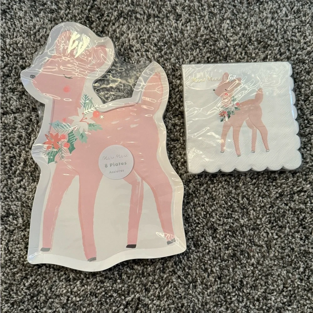Meri Meri Pastel Deer Napkins & Plates - Small Set